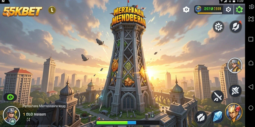 Tampilan menara pertahanan dalam aksi di 55KBET.