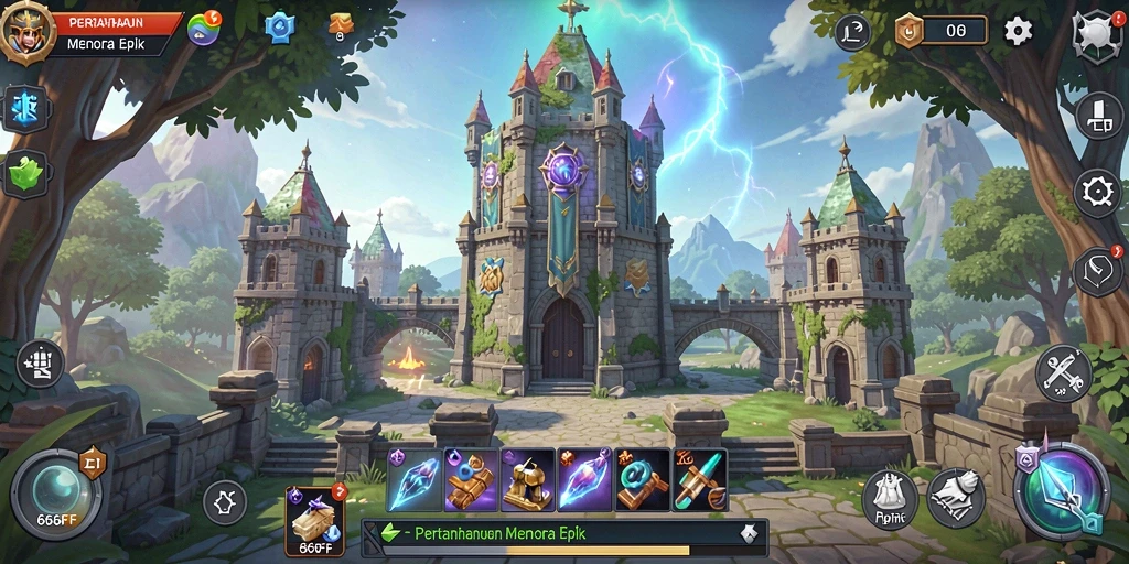 Tangkapan layar menampilkan pertarungan menegangkan dalam Tower Defense.