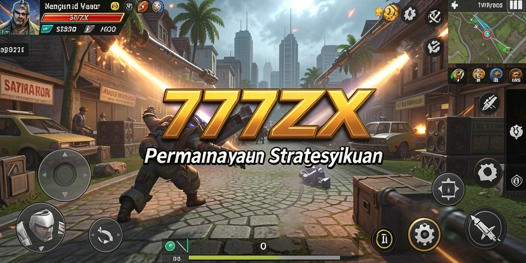 Screenshot utama 777ZX menampilkan aksi intens dalam gameplay strategi.