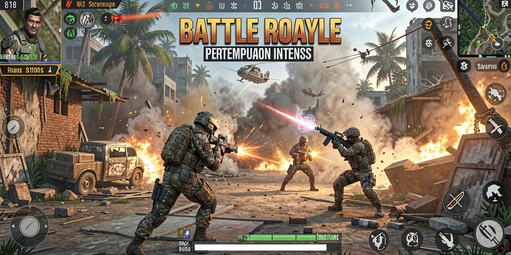 Gameplay intens dalam pertempuran Battle Royale di 8180.