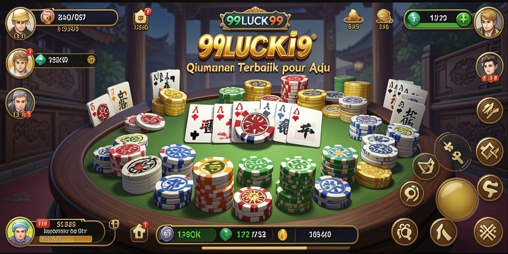 Tampilan screenshot utama 99LUCK99 yang menunjukkan gameplay QiuQiu.