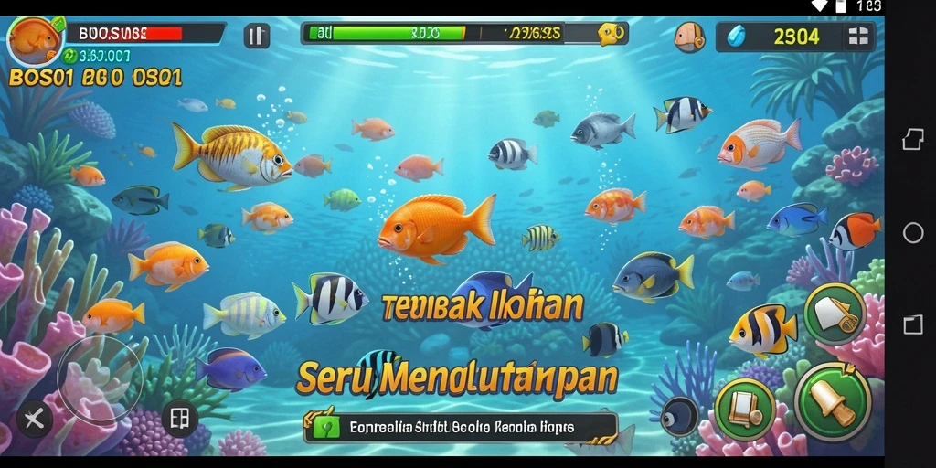 Tampilan gameplay menarik dalam BOS01 dengan aksi tembak ikan seru.