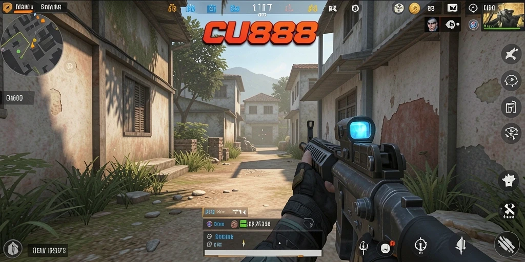 Tampilan gameplay intens dan mendebarkan dari CU888 yang penuh aksi FPS.