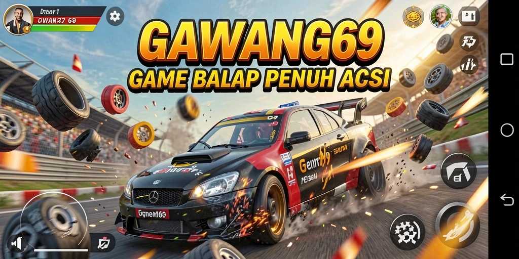 Tampilan grafis GAWANG69 dengan aksi balapan yang intens.