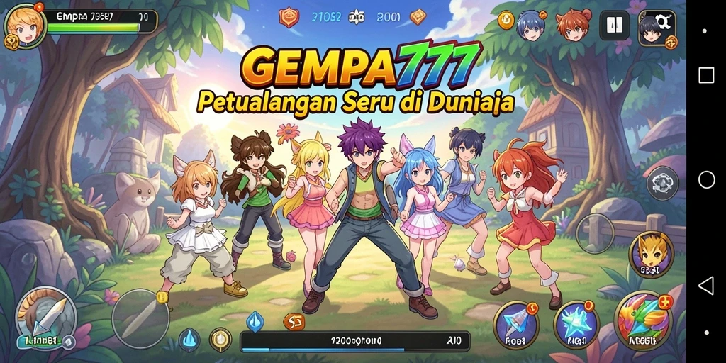 Tampilan gameplay GEMPA777 dengan karakter anime yang dinamis.