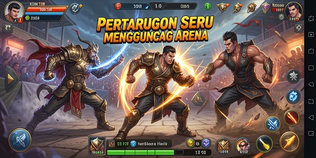 Screenshot permainan KOIN138 yang menampilkan aksi pertarungan seru.