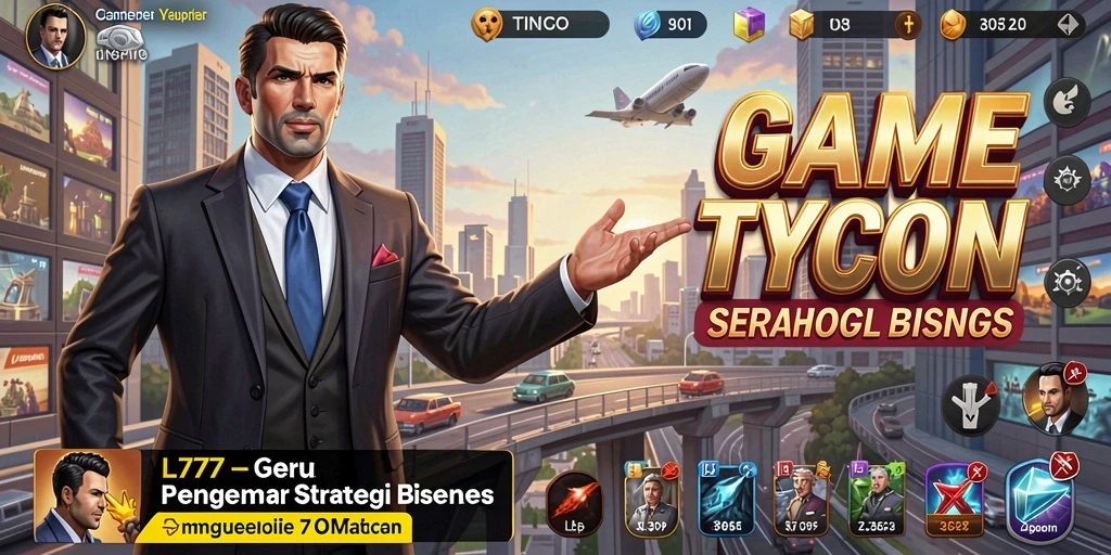 Tampilan gameplay seru dalam L777 yang menampilkan manajemen bisnis.