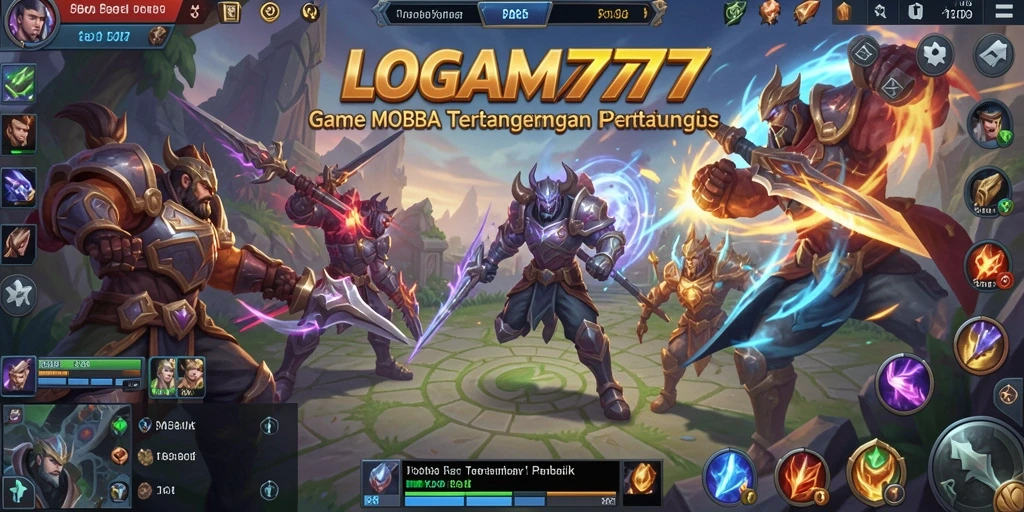 Screenshot LOGAM777 menampilkan aksi pertarungan tim yang intens.