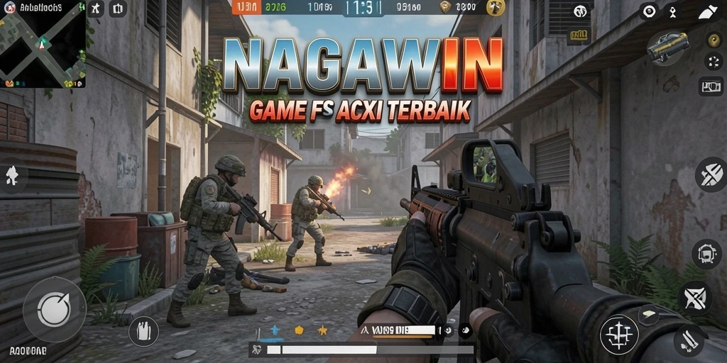 Screenshot gameplay NAGAWIN menampilkan pertempuran yang mendebarkan.