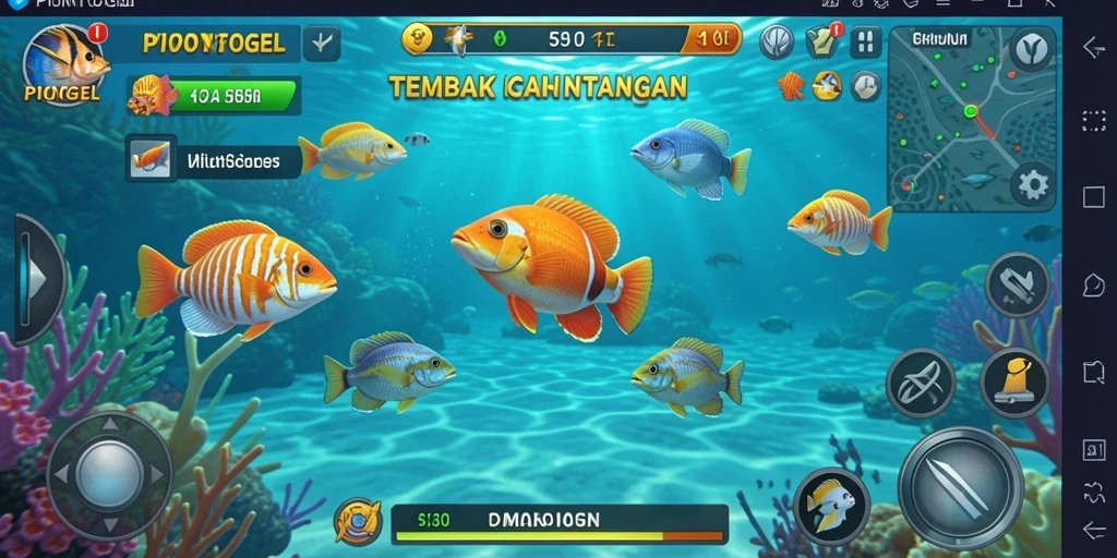 Gameplay seru PIONTOGEL dengan aksi menembak ikan.