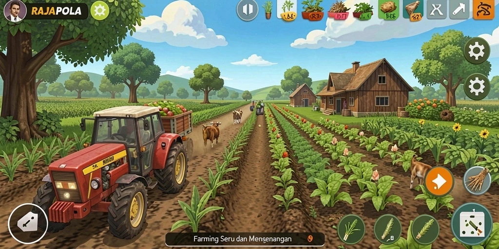 Tampilan menarik dari gameplay RAJAPOLA yang penuh warna.