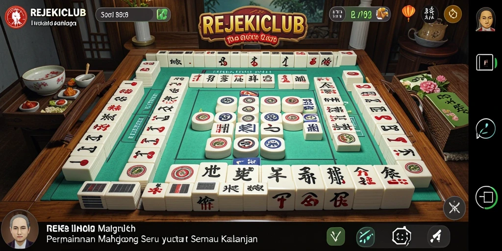Gameplay seru dalam REJEKICLUB dengan banyak tantangan Mahjong.