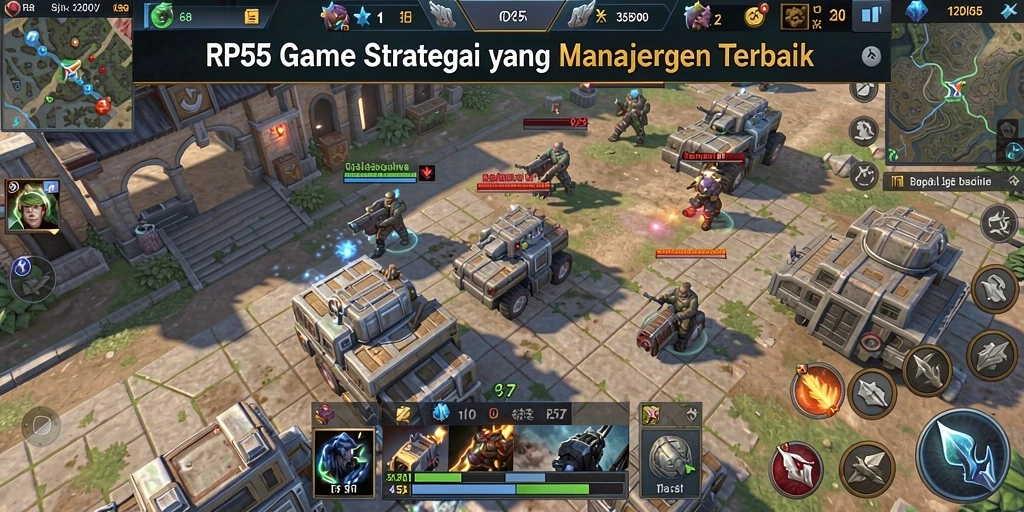 Tampilan gameplay menarik dari RP55 dengan berbagai strategi dan manajemen.
