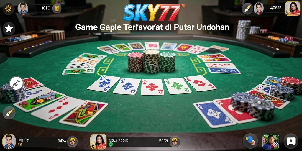 Tampilan gameplay seru dalam SKY77 dengan fitur Gaple menarik.