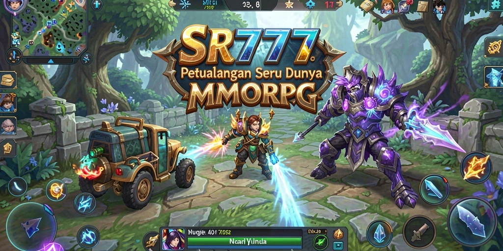 Screenshot gameplay SR777 yang menampilkan pertarungan epik MMORPG.